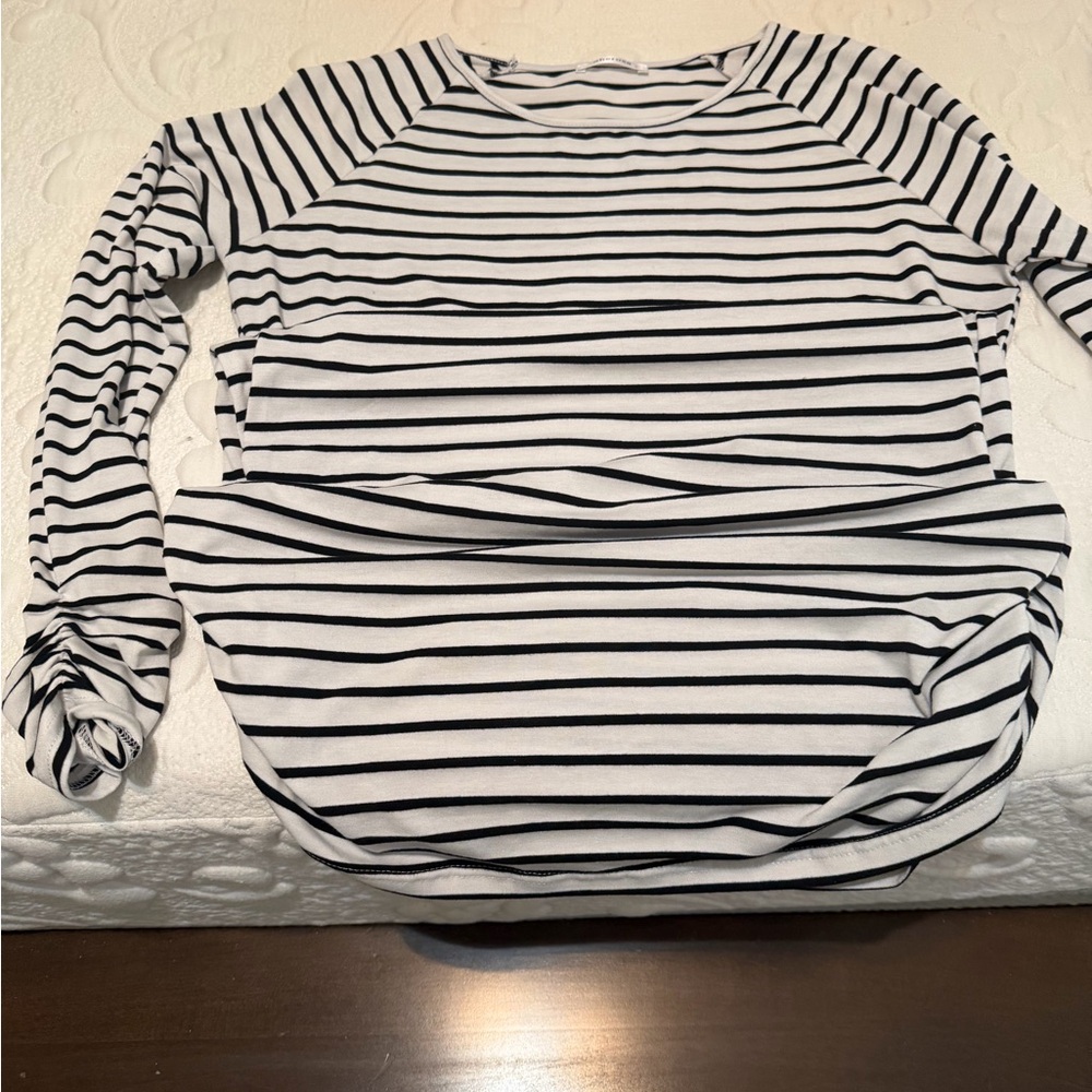 Classic Black and White Striped Long Sleeve Top